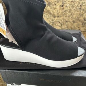 Donna Karan Black and White Wedge Shoes